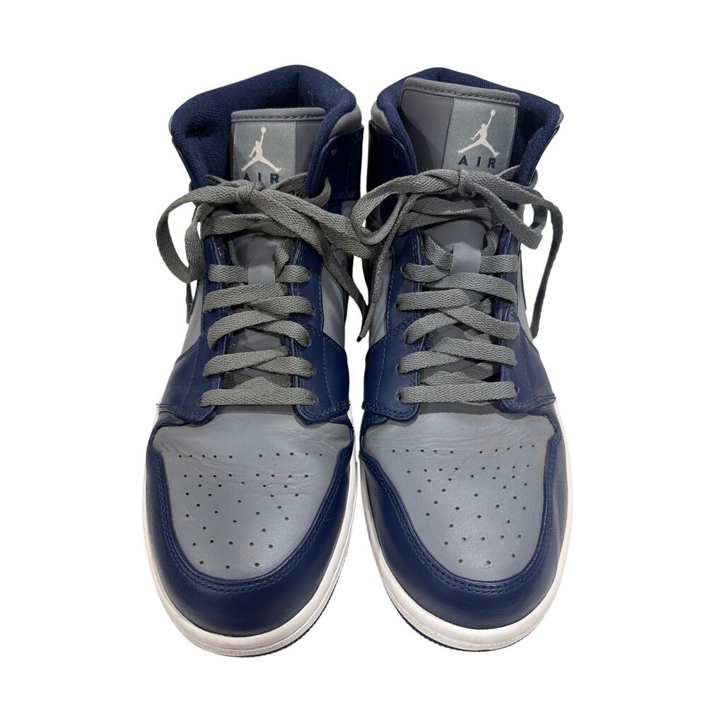 Nike Men's Size 12 Air Jordan 1 Mid "Georgetown" sneakers navy grey Retro